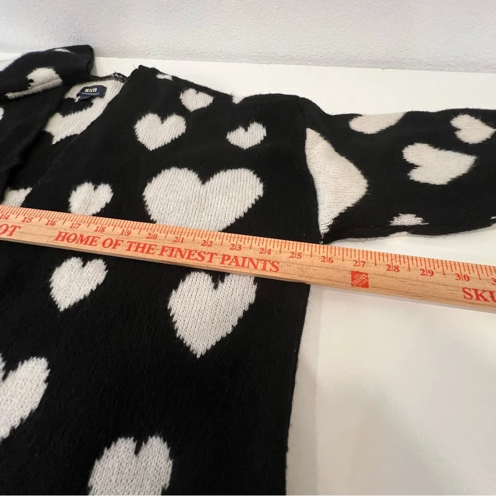 Anthropologie Maeve Halley Hearts Cardigan In Black/White | Size M/L oversized - Picture 14 of 16